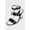 Leather sandals with quilted heel