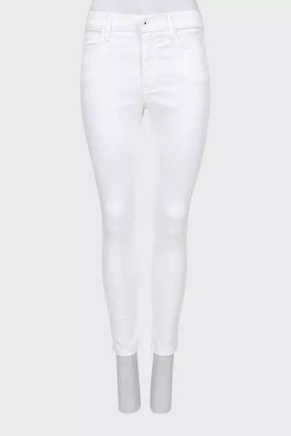 White high-waisted skinny jeans