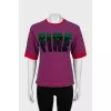 Mixed color short sleeve sweater