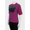 Mixed color short sleeve sweater