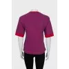 Mixed color short sleeve sweater
