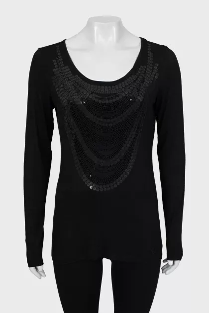 Tight-fitting long sleeve decorated with sequins