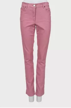 Джинсы slim fit розового цвета