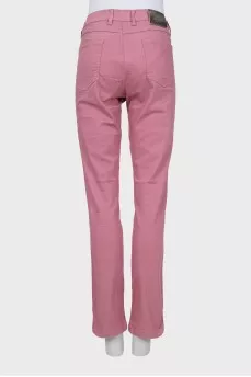 Джинсы slim fit розового цвета