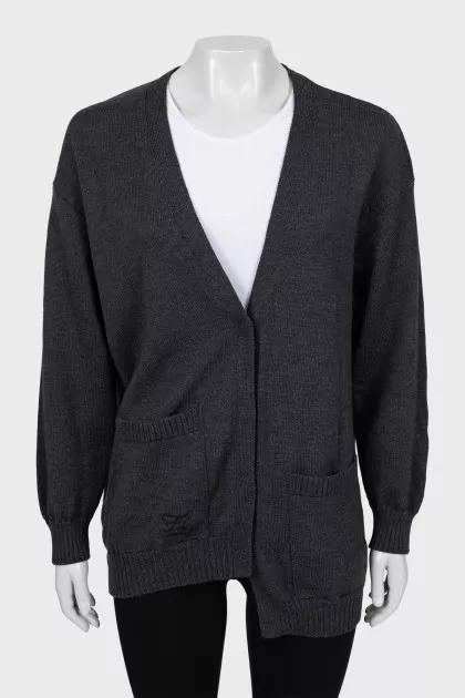 Gray asymmetrical cardigan