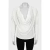 White blouse with draped sleeves
