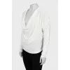 White blouse with draped sleeves