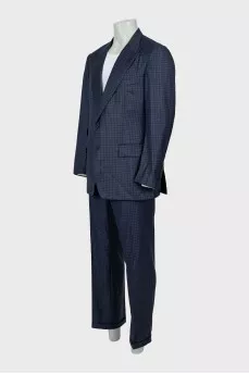 Men's wool suit with checkered print