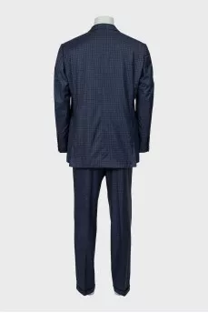 Men's wool suit with checkered print