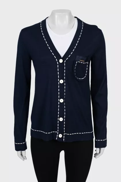 Blue cardigan with accent seams