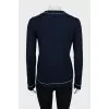 Blue cardigan with accent seams