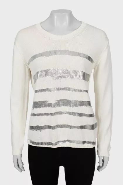 Knitted sweater with silver print