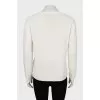 Knitted sweater with silver print
