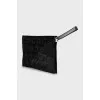 Embossed pony wool clutch