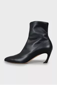 Black ankle boots with sculpted heels