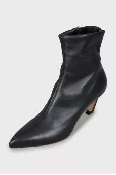 Black ankle boots with sculpted heels