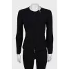 Black cardigan with ribbed stripes