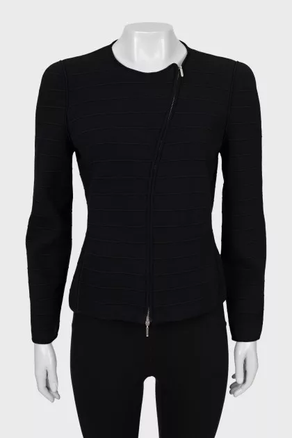 Black cardigan with ribbed stripes