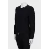 Black cardigan with ribbed stripes