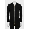 Fitted cardigan with gold zip