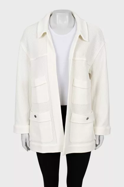 Knitted cardigan with patch pockets