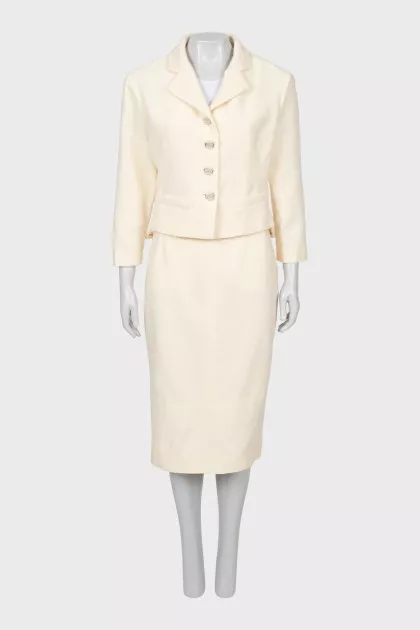 Beige jacket and skirt suit