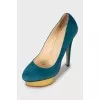 Suede shoes with gold platform