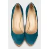 Suede shoes with gold platform