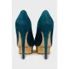Suede shoes with gold platform
