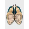 Suede shoes with gold platform