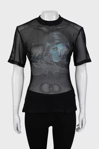 Printed mesh T-shirt