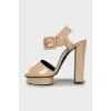 Beige patent leather sandals