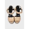 Beige patent leather sandals
