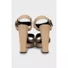 Beige patent leather sandals