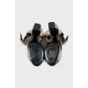 Beige patent leather sandals