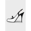 Black and white leather shoes