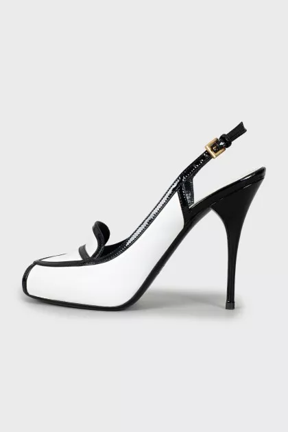 Black and white leather shoes