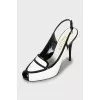 Black and white leather shoes