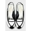 Black and white leather shoes