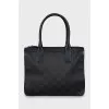 Leather and textile tote bag