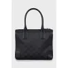 Leather and textile tote bag