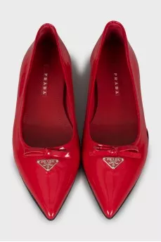 Red pointed toe ballerinas