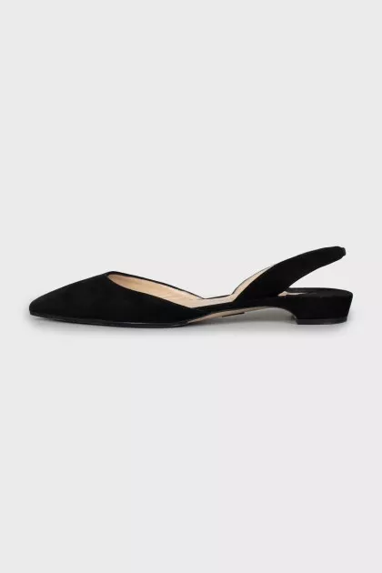 Suede low heel slingbacks