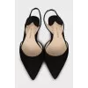 Suede low heel slingbacks