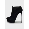 Suede ankle boots with high heels