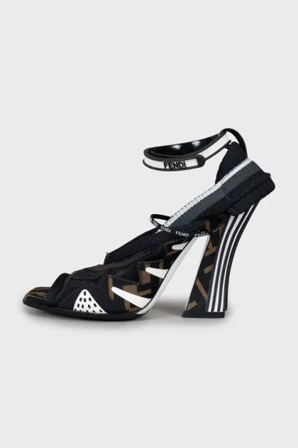 Signature print heeled sandals