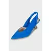 Blue suede slingbacks
