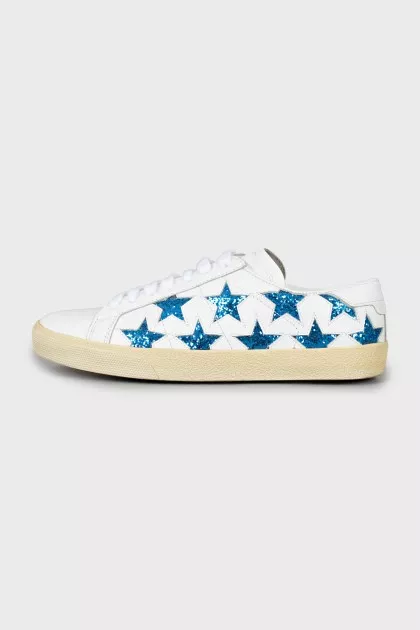 Leather sneakers decorated with sequins