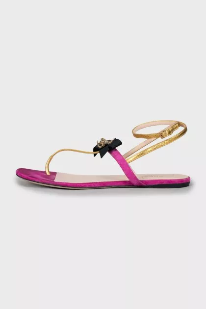 Sandals made of suede and leather with decor