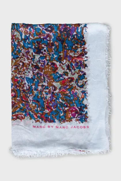 Floral scarf with fringe